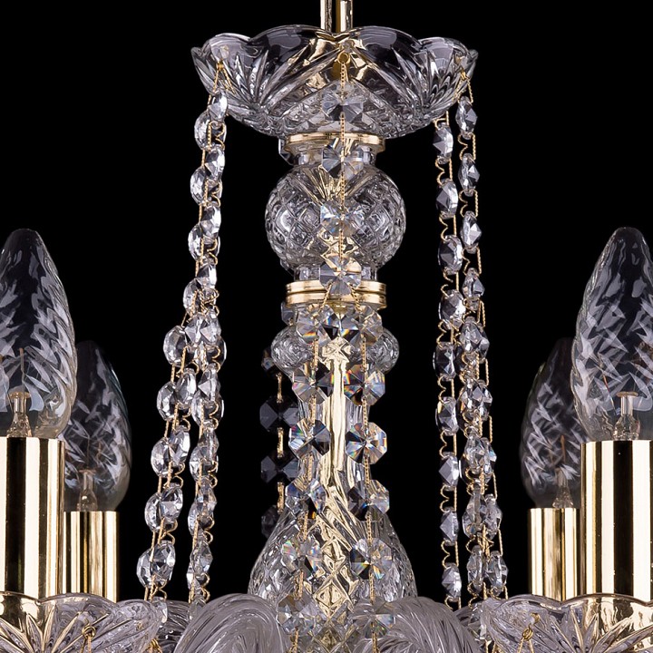 Подвесная люстра Bohemia Ivele Crystal 1402 1402/6/160/G/Leafs