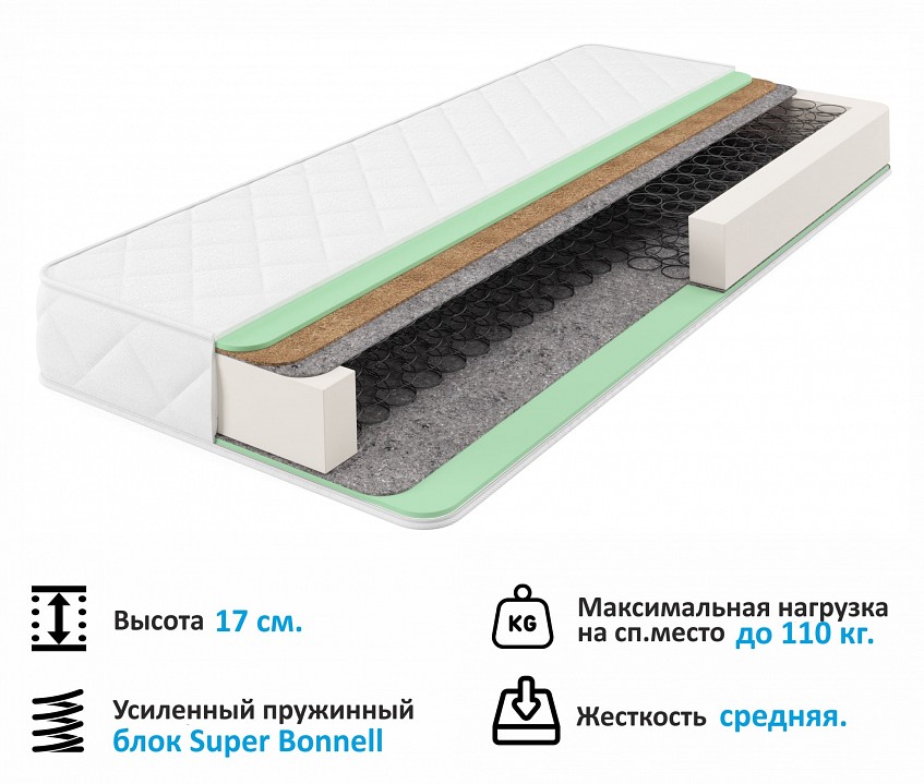 Кровать односпальная Bonna с матрасом PROMO 2000x900