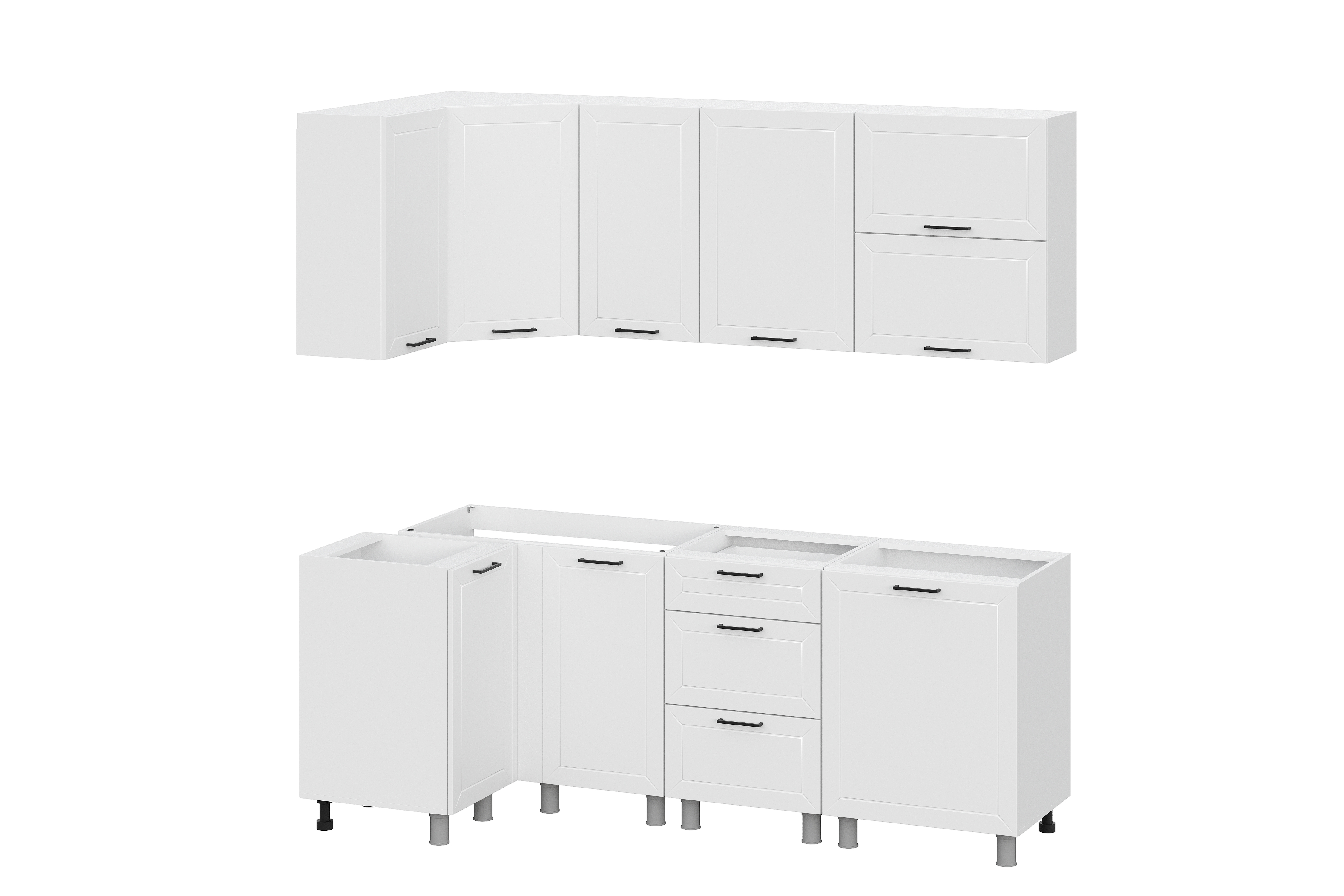 КГ Угловой Вектор 40*210 Бланж (со столешницей, черный, 26) в.14