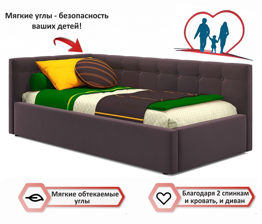 Кровать односпальная Bonna с матрасом ГОСТ 2000x900