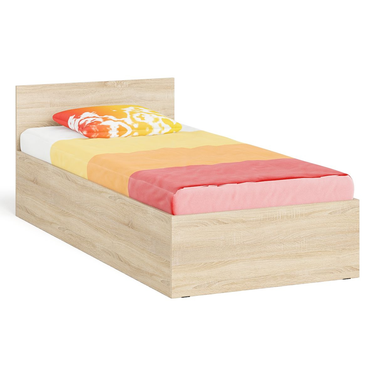 Мори Кровать 0900, цвет дуб сонома, ШхГхВ 93,5х203,5х70 см., сп.м. 900х2000 мм., без матраса, основание есть
